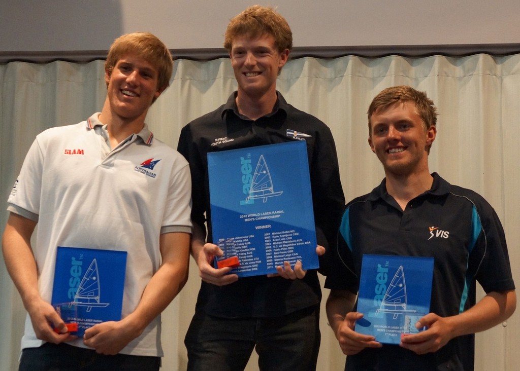 Matthew Wearn, Tristan Brown, and Jeremy O’Connell - Laser Radial Mens World Championship 2012 © Alaine Neilson /RQYS http://www.rqys.com.au/